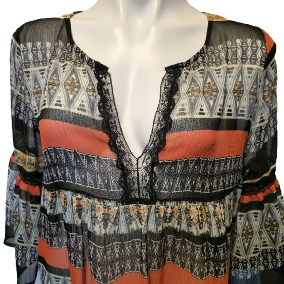 ❤️ 4/$20 Petticoat Alley Anthropologie boho top Women's medium Sheer Babydoll - Picture 3 of 14